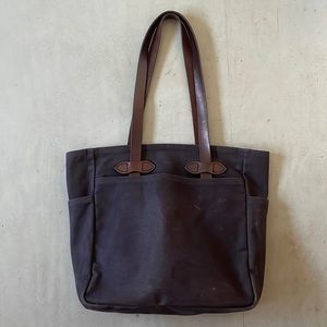 Navy Filson Canvas Tote bag w/ leather handles